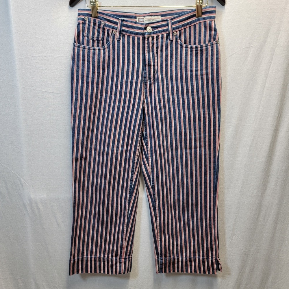 Vintage Faded Glory Jeans Size 6 Red White Blue Stripe‎ 5-Pocket Denim Painter